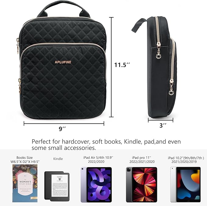 Book Sleeve With Zipper Book Pouch, Book Protector Bag,Book Sleeve for Book Lovers, Book Cover, Book Carrying Case for Book Accessories, Study Suppliers, Black