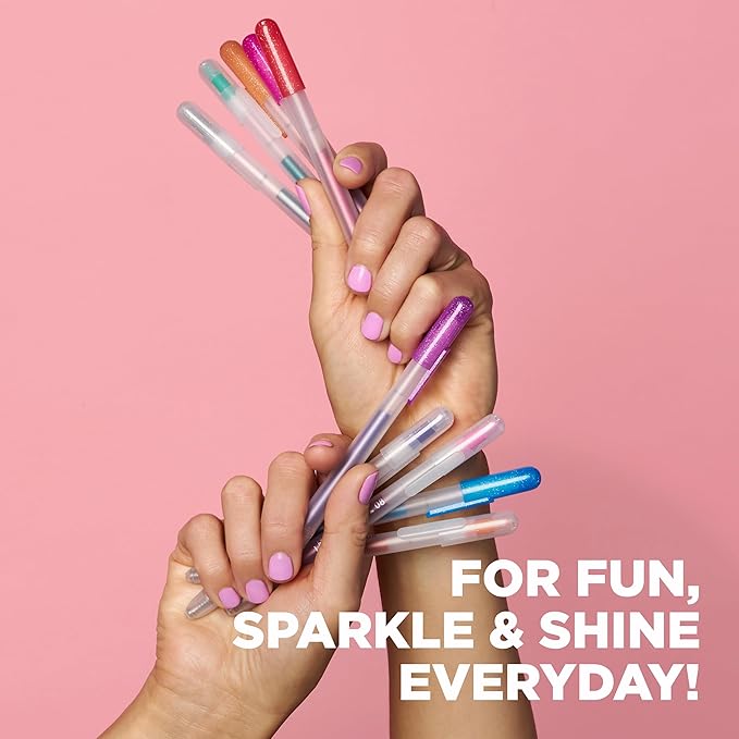 SAKURA Gelly Roll Retractable Gel Pens Colored - Sparkle Set - Medium Point Ink Pen for Journaling, Art, or Drawing - Colored Gel Pens with Glitter, Metallic, Blue & Black Pens - 10 Pack