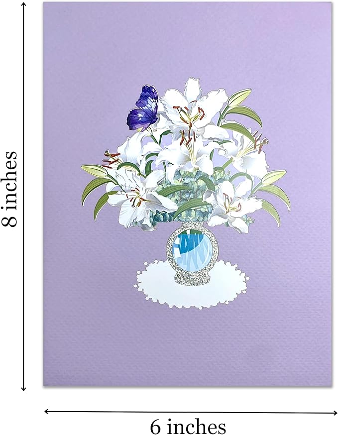 Paper With Deepest Sympathy Card, Lily Pop Up Card, Loss of Loved One, Pet, Mom, Dad, Child, Thinking Of You, Condolence, Bereavement, Grief, Greeting Card with Envelope (Lily)