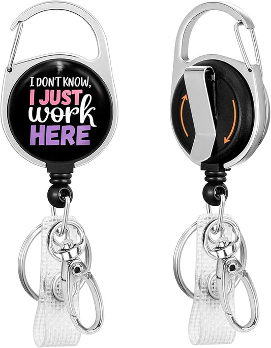Gctriki Funny Badge Reel Retractable Heavy Duty with 360° Swivel Carabiner Clip, Fun ID Badge Holder Retractable Clip, Cute Nurse Teacher ID Card Holder Retractable Keychain Name Badge Clip