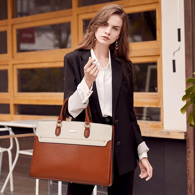Telena Laptop Tote Bag for Women, 15.6 Inch Shoulder Tote Bag Leather Briefcase for Women, Large Capacity Handbag Bags