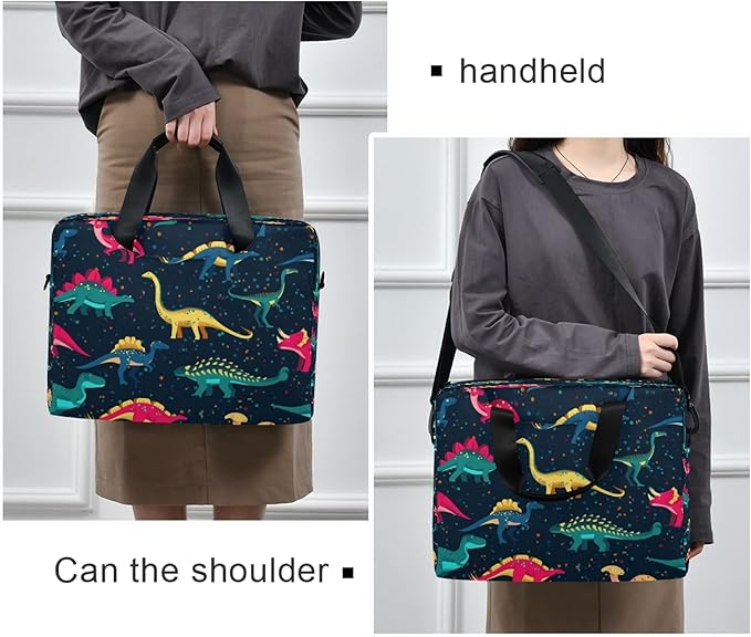 ALAZA Cute Dinosaurs Laptop Messenger Bag Case Sleeve Briefcase for Men Women, Multicolor