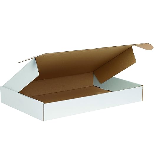 Boxes Fast BFMFL15112 Deluxe Literature Cardboard Mailers, 15 1/8 x 11 1/8 x 2 Inches, Corrugated Die-Cut Shipping Boxes, Large White Mailing Boxes (Pack of 50)