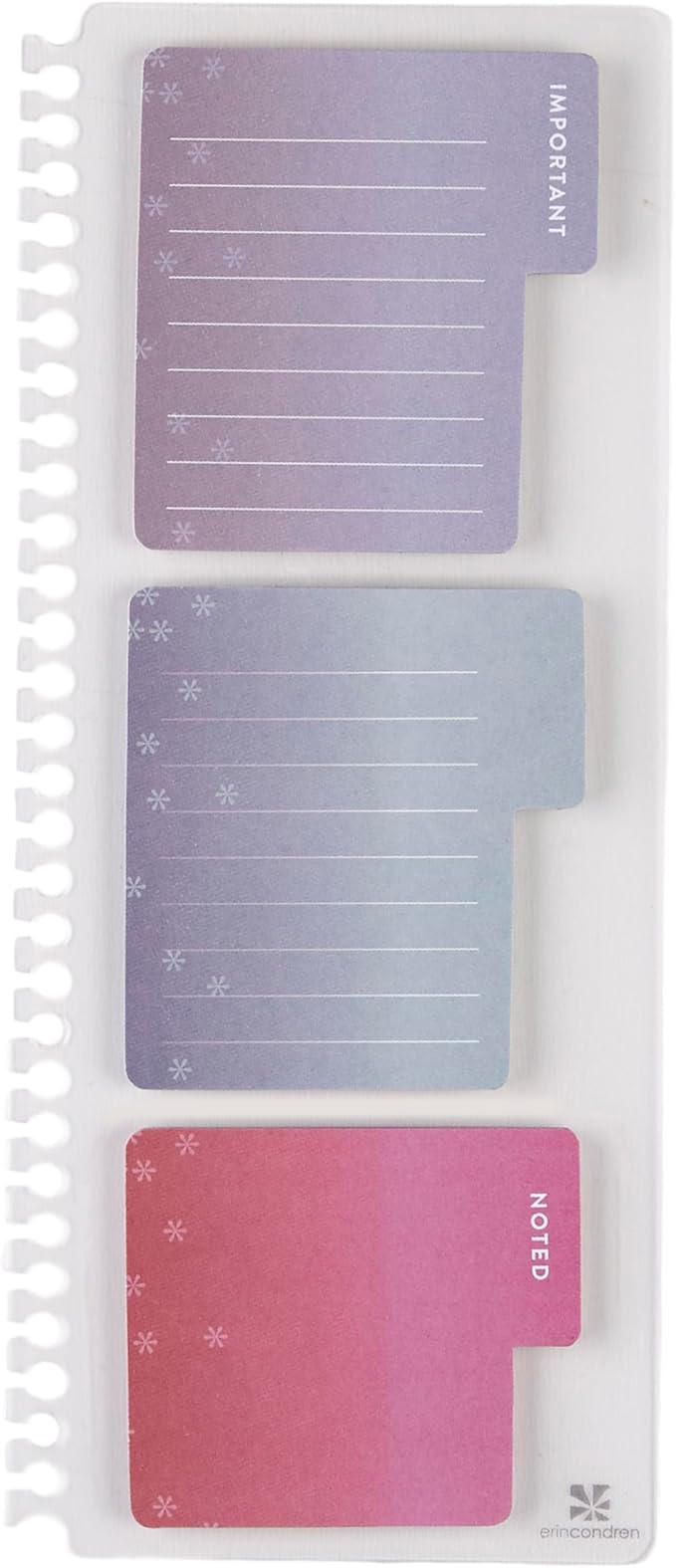 Erin Condren Universal Snap-in Tabbed Sticky Notes 3-Pack | 20 Sticky Notes Sheets, 3 Sticky Notepads Total | Decorate Your Book and Elevate Your Look with This Tabbed Sticky Notes 3-Pack