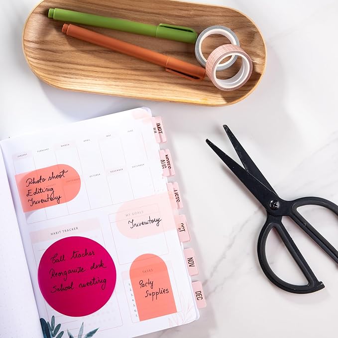 DiverseBee Transparent Sticky Notes (Includes Quick Dry Pen), Cute Clear Sticky Tabs, Translucent Page Flags Book Markers Stickers, Planner Accessories Bible Journaling Study Office Supplies (Marsala)