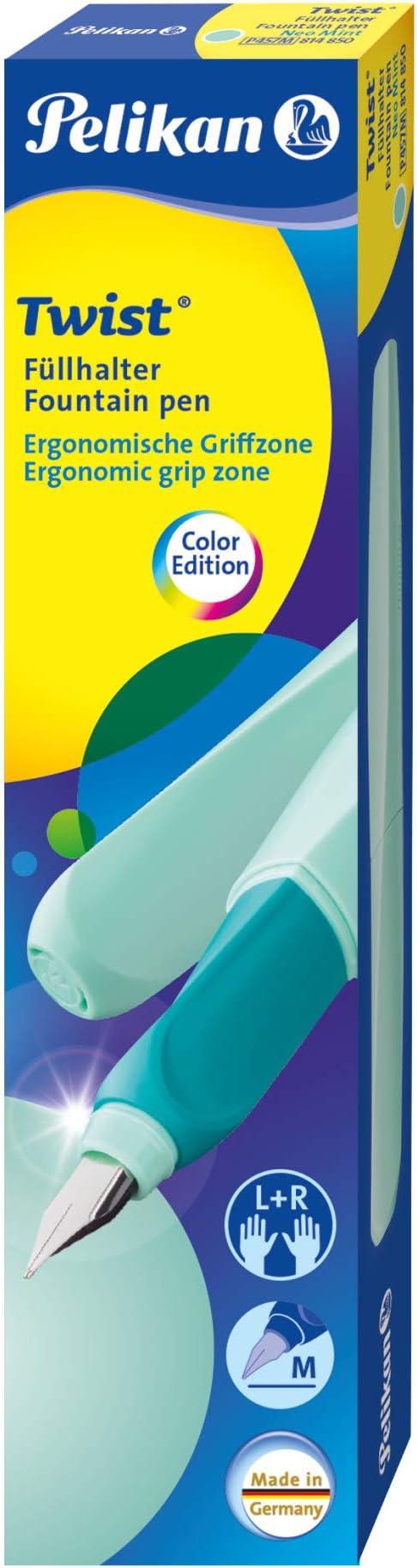 Pelikan 814850 Fountain Pen Twist Nib M Neo Mint with 1 Cartridge Pack of 1