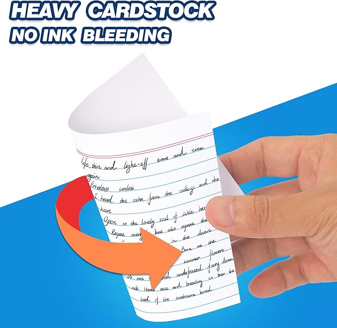 Chell Ruled Index Cards 4x6 Inch Heavyweight, 200 Count, Ruled Front and Blank Back, 65 lb. Cover Weight, White