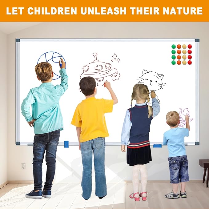 H-Qprobd 5' x 4' Dry Erase Board for Wall 60" x 48" (2 Pack) Magnetic Presentation Whiteboard with Long Pen Tray, Wall-Mounted White Boards Large Whiteboard Including 8 Markers, 16 Magnets, 2 Erasers