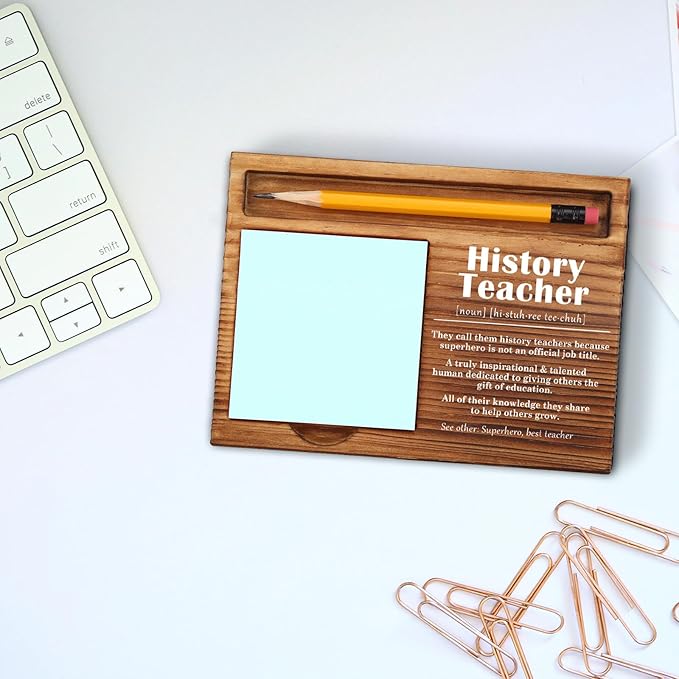 History Teacher Sticky Note Holder, History Teacher Gifts, Thank You Appreciation Quote Gifts for History Teacher Women Men from Student Self-Stick Note Pad Holders ZSS29