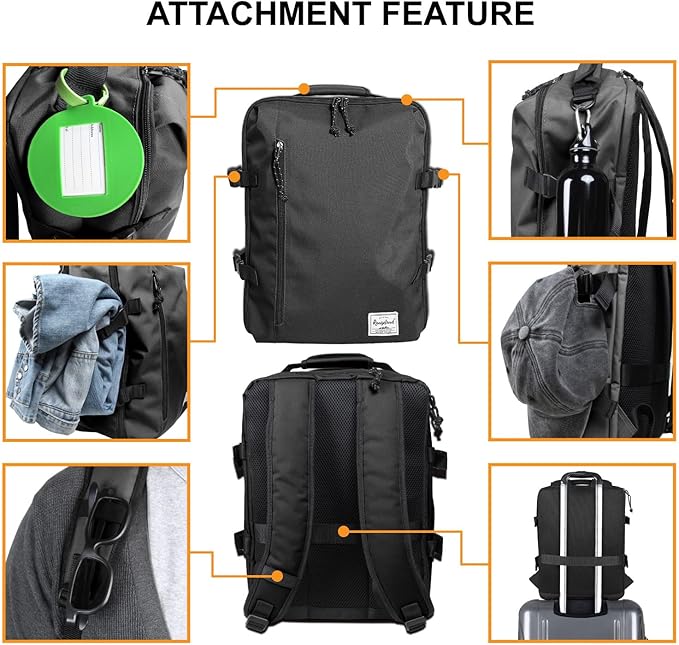 New Business Trip Backpack 21L Flight Approved Carry on Daypack 15-inch Laptop Notebook, Travel Commute Gym Sport, All Black