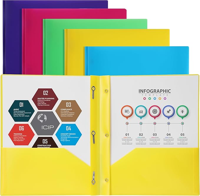 Mr. Pen- Plastic Folders with Pockets and Prongs, 15 Pack, Vibrant Colors, Pocket Folders, Folders with Prongs, File Folders with Fasteners, 2 Pocket Folder, Folder with Pockets, Two Pocket Folder
