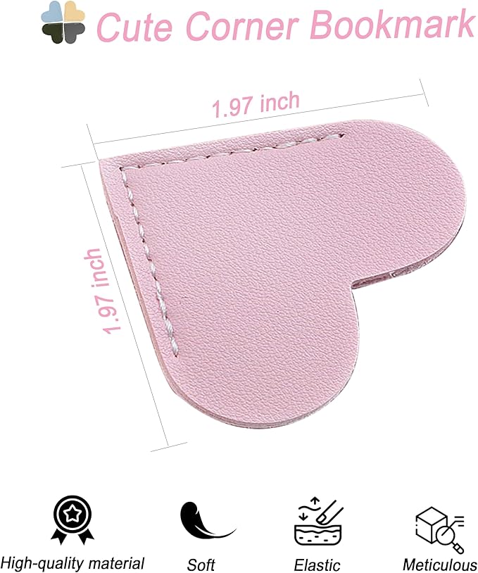 12 PCS Leather Bookmarks for Women with Heart Shape, Cute Corner Bookmark, Book Accessories for Reading Lovers, Book Markers for Women, Bookmarks for Book Lovers by HNQCPCVU (12PCS Heart)