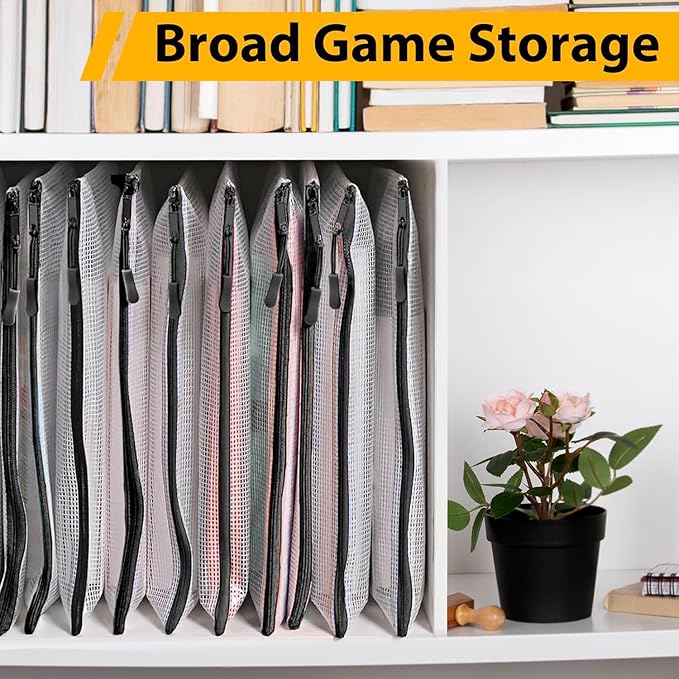 24pcs A4 Mesh Zipper Pouch File Bags, 12pcs Large A3 and 12pcs Letter A4,Black Reusable Zipper Bags for Organizing Storage, Waterproof Puzzle Bag, Board Game Storage and School Office Supplies