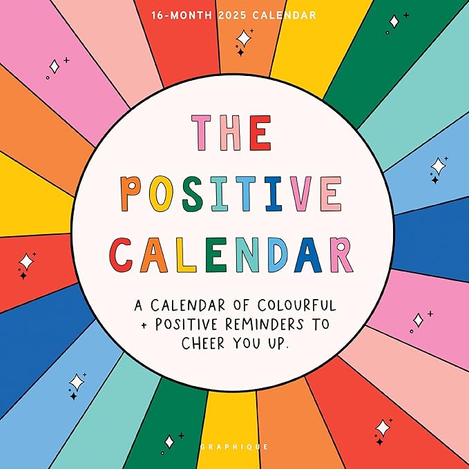 Graphique 2025 The Positive Calendar Wall Calendar | 12” x 12” | Thick Paper | Home & Office Organizer | Large Monthly Grid | 3 Languages & Marked Holidays | 4 Month Preview Page for 2026