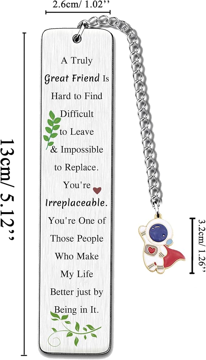 to Friend Bookmarks for Women Men Best Friend Birthday Graduation Farewell Gifts True Friendship Appreciate Engraved Quote Bookmark Personalized Book Lover Christmas New Year Cute Astronaut Keepsakes