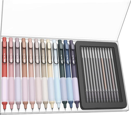 Mr. Pen- Retractable Gel Pens with Case, 12 Pack, Colorful Ink, 12 Refills, Gel Pens Fine Point 0.5mm, Retractable Pens, Cute Pens, Gel Ink Pens, Aesthetic Pens for Journaling Fine Tip Pens