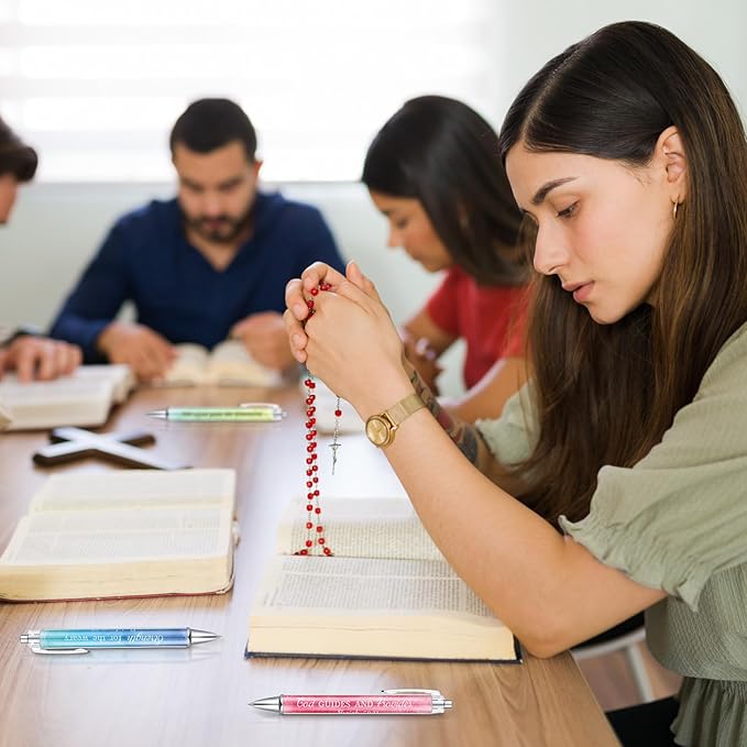 Tinlade 10 Pcs Christian Pens for Women Religious Ink Pens Easter Gifts Inspirational Quotes Bible Verse Ballpoint Funny Office Supplies for Women Men Coworker(Watercolor)