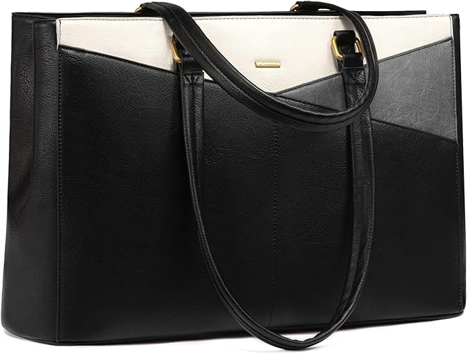 LOVEVOOK Laptop Bag for Women,15.6 Inch Laptop Tote Bag for Women,Vintage Leather Work Tote Bags Computer Teacher Bag,Waterproof Business Bag Office Briefcase