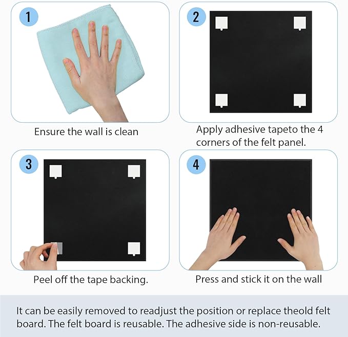 Smarpau Large Cork Board for Walls 48"x36" Black Cork Bulletin Board 12 Pack Felt Wall Tiles with Pushpins Pin Board Tack Board for Office Home Decoration