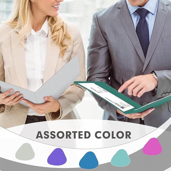 Two Pocket Folders, PANDRI 75 Pack 2 Pocket Folders, Letter Size Paper File Folder for School Office Home Business, Assorted 5 Colors