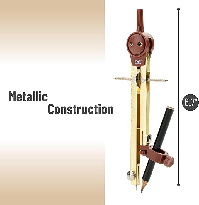 Mr. Pen- Compass for Geometry, Gold, Compass with Pencil, Drawing Compass Drawing Tool, Math Compass, Drafting Tools, Drawing Tools, Geometry Compass, Circle Drawing Tool, Geometry Set