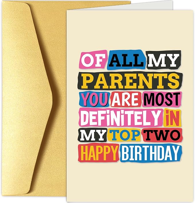 Chenive Funny Birthday Card for Dad Mom, Dad Birthday Card, Mom Birthday Card, Happy Birthday Card for Parents from Kids Son Daughter