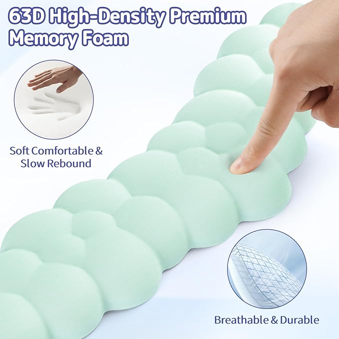 Cloud Wrist Rest Keyboard, Cloud Keyboard Wrist Pad Set with PU Leather Memory Foam, Cute Arm Rest for Palm Support, PC/Gaming Desk Accessories/Office Setup/Computer Hand Cushion-Light Green
