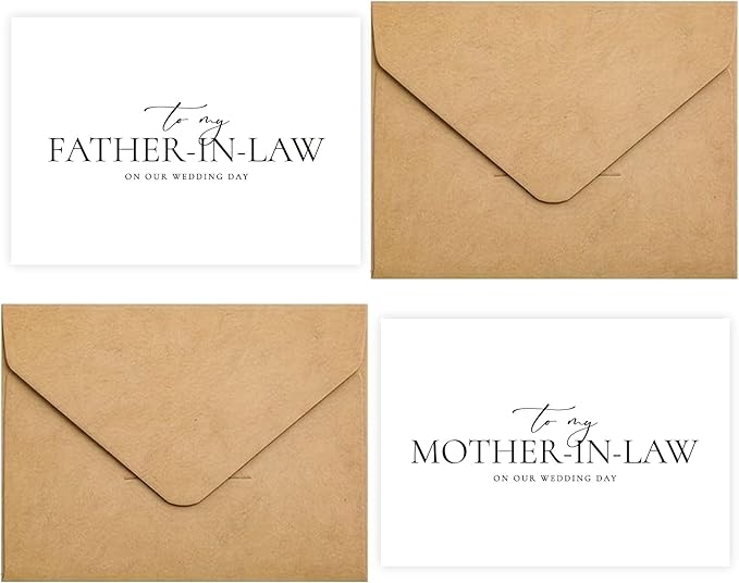 Set of 2 Parents In Law Wedding Day Card, Parents In Law Of The Bride/Groom Gifts, To My Father In Law On Our Wedding Day, To My Mother In Law On Our Wedding Day. （Father/Mother-in-Law A）