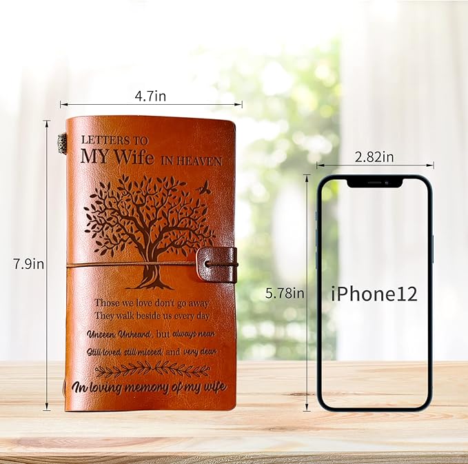 Memorial Gifts for Loss of Wife, Refillable Travel Photo Diary Journal Bereavement Gift, Letters to My Wife in Heaven Those We Love Don't Go Away Sympathy Gifts for Loss of Wife