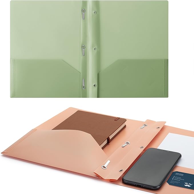 Mr. Pen- Plastic Folders with Pockets and Prong, 5 Pack, Vintage Colors, Pocket Folders, Folders with Prongs, File Folders with Fasteners, 2 Pocket Folder, Folder with Pockets, Two Pocket Folder