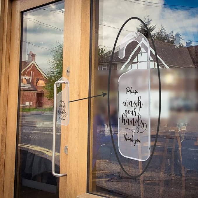 Do Not Disturb Door Sign Engraved Acrylic Hanger Handle Home Decor Acrylic Banner Acrylic Hanging Sign Door Plaque Handmade Office Hanging Sign Please Wash Your Hands