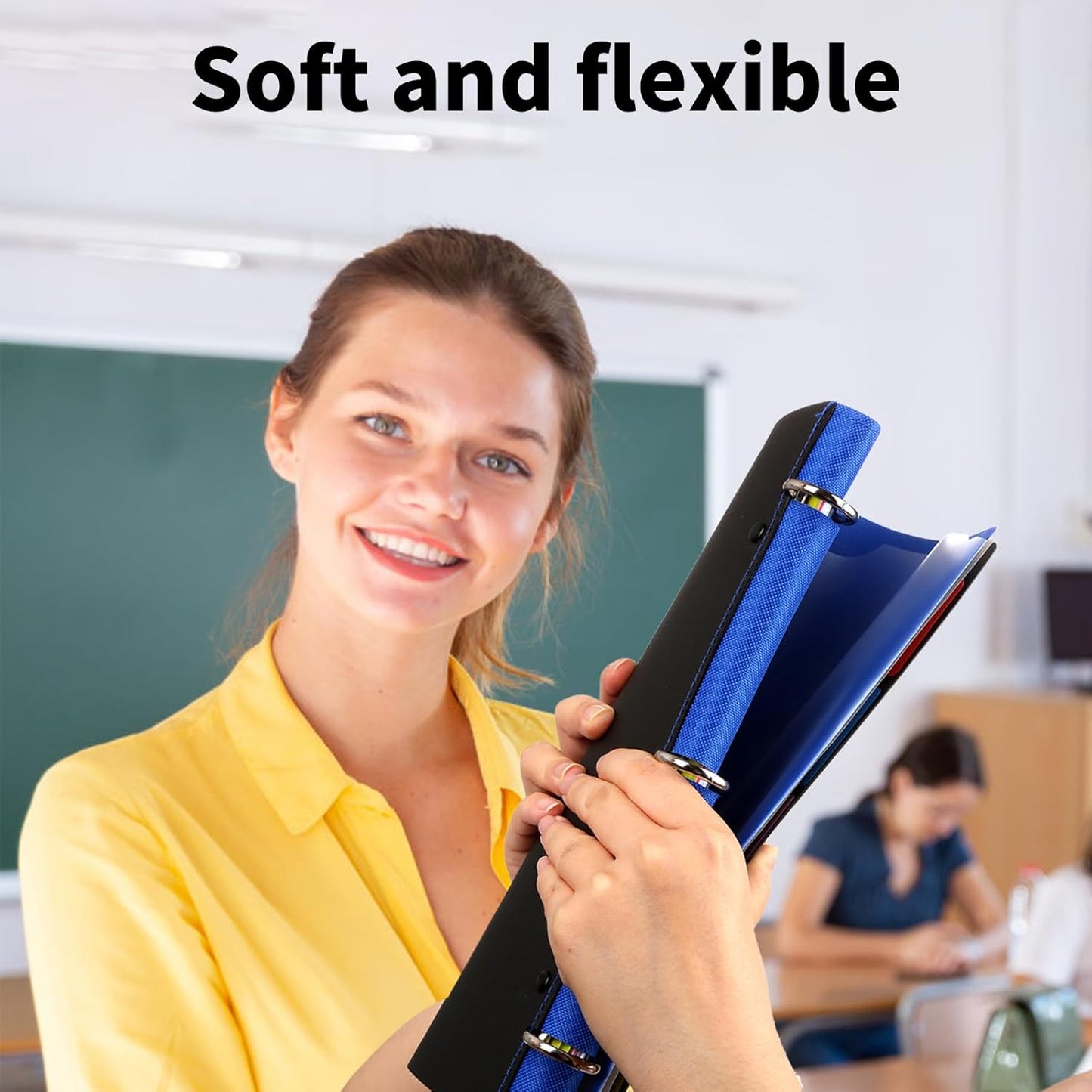 Pivotable Refillable Notebook, Upgraded 1 Inch 3 Ring Notebook Binder, 100 College Ruled Paper, 5 Subject Notebook with Dividers and Folder Pockets, Tabs- Purple