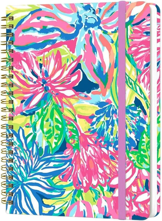 Spiral Notebook - A5 Spiral Notebooks, 8.3'' × 5.8'', 160 Pages, Aesthetic Journaling Notebooks for Women, College Lined Notebook with Elastic Closure, Back Pocket, for School Office, Color printing