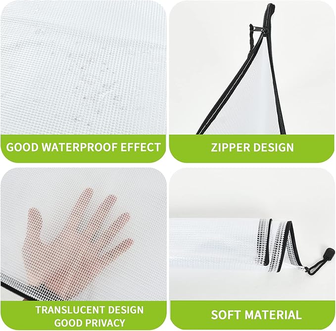 Vuzvuv 22Pcs A3 Size-16.9"x 12" Large Mesh Zipper Pouch with Label Sticker, Plastic Document Mesh Bag for File Board Game School Office Home Travel Storage（43cm30cm）