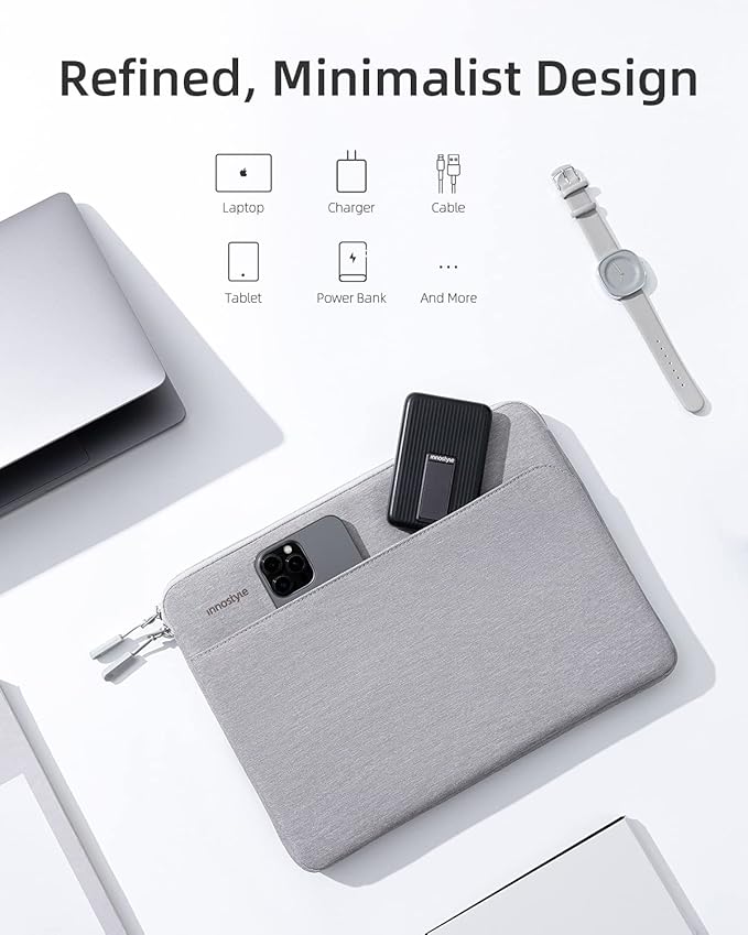 Protective 13 Inch Laptop Sleeve for 13 13.3 MacBook Air/Pro, 13 HP Dell Lenovo Asus Notebook - Shockproof, Water-Resistant with Accessory Pocket (Gray, 13 inch)