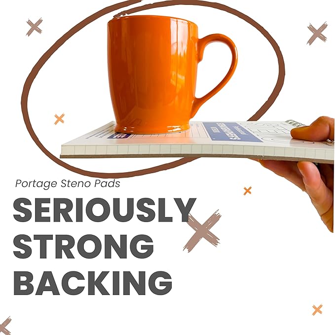 Portage Steno Notebook | 6" x 9" With Ultra Thick Backing Perfect For Writing Wherever You Need, 70 Sheets of Quality, Gregg Ruled Paper, Top Spiral Bound