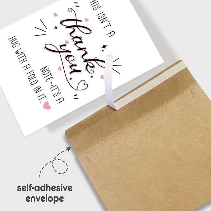 Funny Thank You Card for Women Men, Cute Appreciation Card for Him Her, Thanks Card for Boss Family Teacher, Hug With A Fold In It