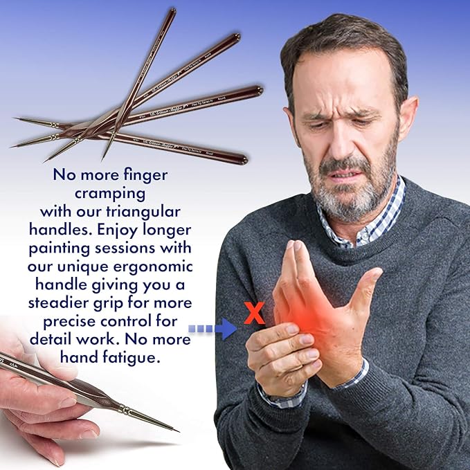 Micro Paint Brush Detail Set - Ultra Fine Tip Thin Paintbrush 4pc Round Size 0000 (4/0) for Tiny Miniature Painting. Model Mini Artist Brushes for Acrylic, Watercolor, Oil, Paint by Numbers Painting