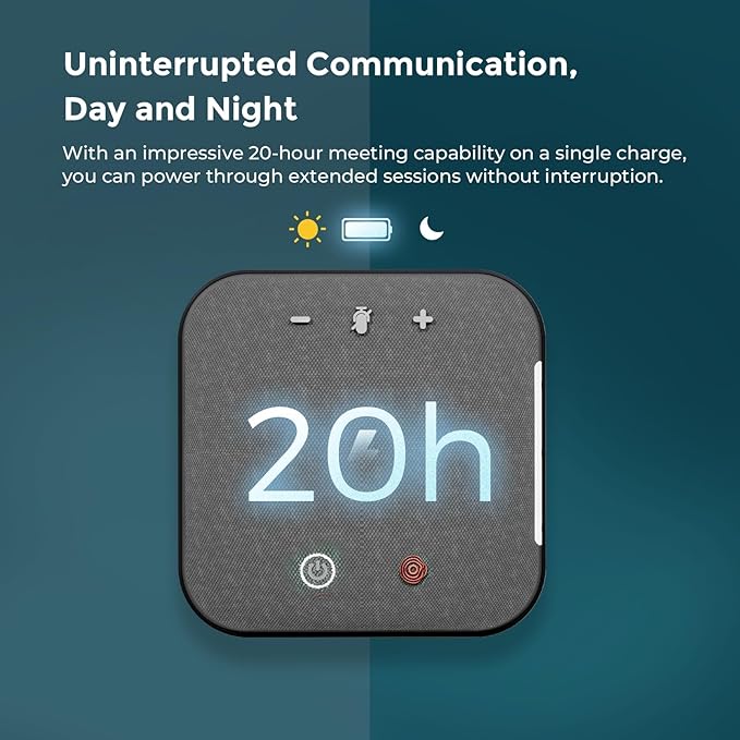 Conference Speaker and Microphone Bluetooth Speakerphone with 4 Mics,USB C,360°Voice Pickup & Dual Noise Cancelling Conference Room Microphone for Work/Teams/Zoom/Home Office