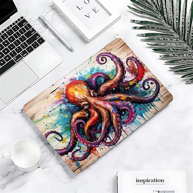 Compatible with 15 Inch MacBook Air A2941 M2 2023, Colourful Octopus Hard Plastic Shell Cover Case