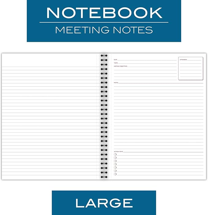 Cambridge Notebook, Business Notebook, 8-1/4" x 11", 80 Sheets, Ruled, Meeting Notes, Flexible Cover, Wirebound, Gray (06132)