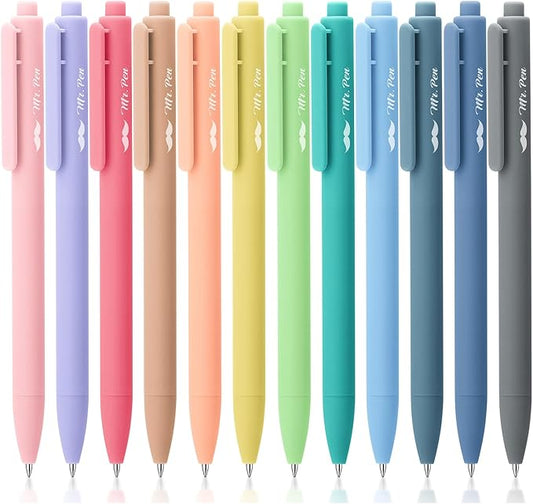 Mr. Pen- Retractable Gel Pens, 12 Pack, Blue Ink, Celestial Color Barrels Gel Pens, Gel Pens Fine Point 0.5mm, Retractable Pens, Cute Pens, Gel Ink Pens, Aesthetic Pens for Journaling Fine Tip Pens