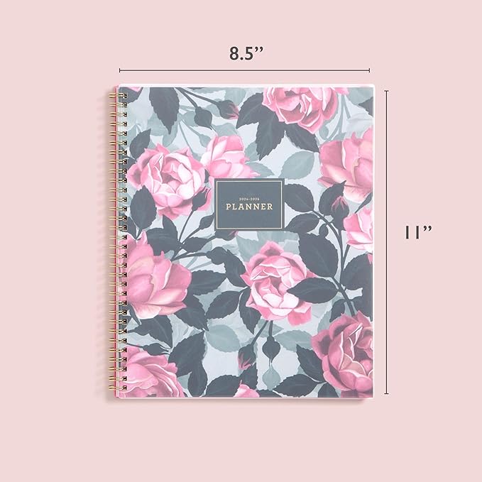 Blue Sky 2024-2025 Academic Year Weekly and Monthly Planner, July 2024 – June 2025, 8.5" x 11", Frosted Flexible Cover, Wirebound, Roosevelt Pink (150150)