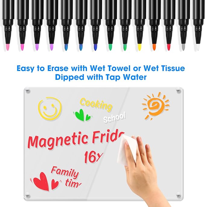 Liquid Chalk Markers for Acrylic Calendar Planning Board Clear Glass Dry Erase Board Whiteboard Window Mirror Christmas Halloween Painting, 14 Pack, 12 Vibrant Colors, 1mm Fine Points, Easy Wet Erase