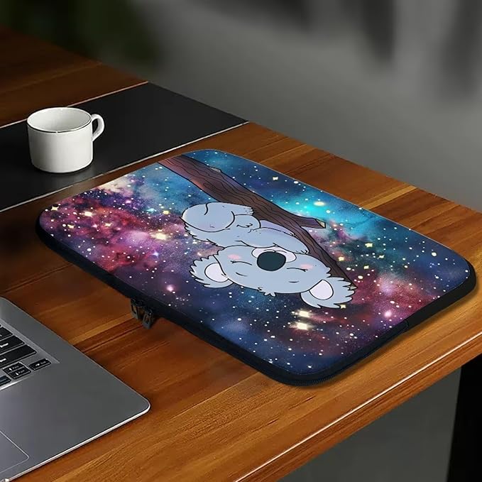 Galaxy Koala Computer Sleeve for Women Girls 10 inch Laptop Sleeve Durable Lap Top Case with Multiple Uses Tablet Bag Kawaii Animal Laptop Carrying Case Briefcase Starry Night
