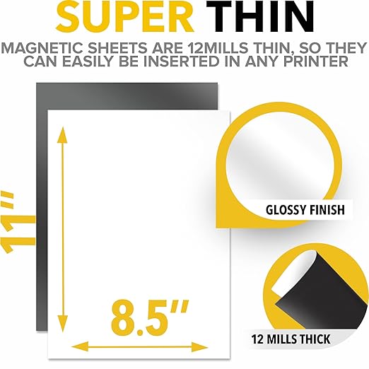 X-bet MAGNET Inkjet-Optimized Printable Magnetic Sheets - 8.5x11 Magnet Paper for DIY Stickers, Decorations, Labels - Easy to Print, Cut & Create Your Own Magnets (Glossy, 3pcs)