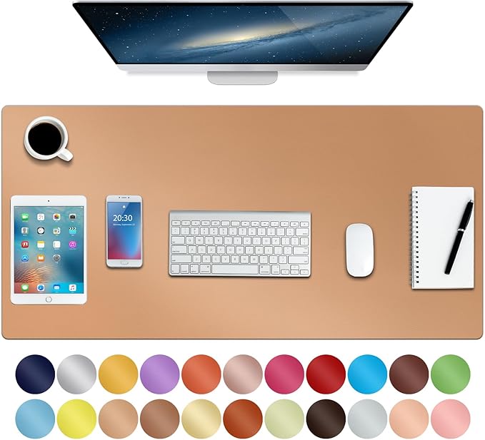 Boutilon Leather Desk Pad 35"x 17" Non-Slip Mouse Pad,Office Desk Mat,Waterprooft PU Leather Desk Blotter,Desk Pad Protector,Desk Writing Pad for Home Office Decor (L-Orange Pink,35"x 17")