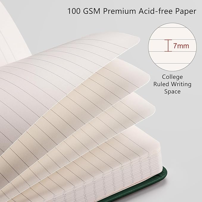 RETTACY Journaling Notebooks, A5 Lined Journal Notebook with 192 Numbered Pages, 5.7'' × 8.3'' Medium Size, for Writing, Work, Office, Leather Hardcover, 100 GSM Thick Paper (Gray)