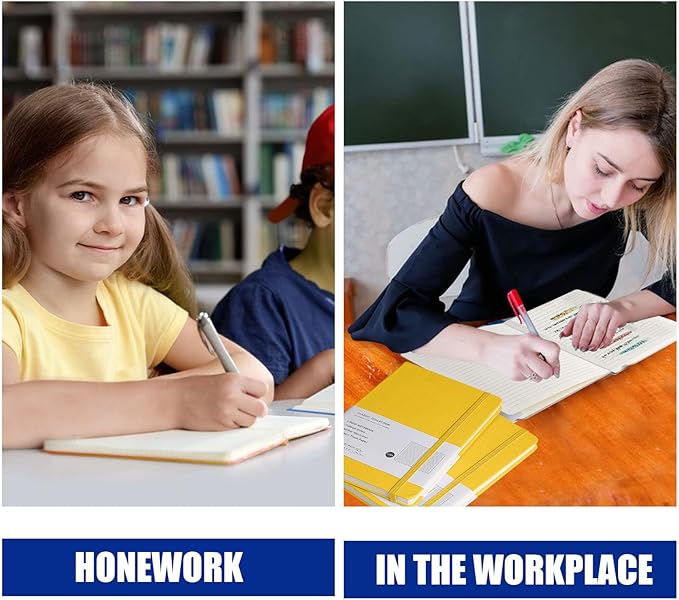 Lined Journal Notebook, 6Pack(bright yellow), 160 Pages, Medium 5.7 inches x 8 inches - 100 gsm Thick Paper, Hardcover