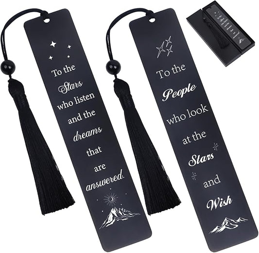 Fantasy Metal Bookmark Gift - 2Pcs Pretty Bookmarks with Tassels for Women Cool Star Book Marks Gifts for Men Motivational Book Mark for Book Lovers Teacher Bookmarks Appreciation Gifts